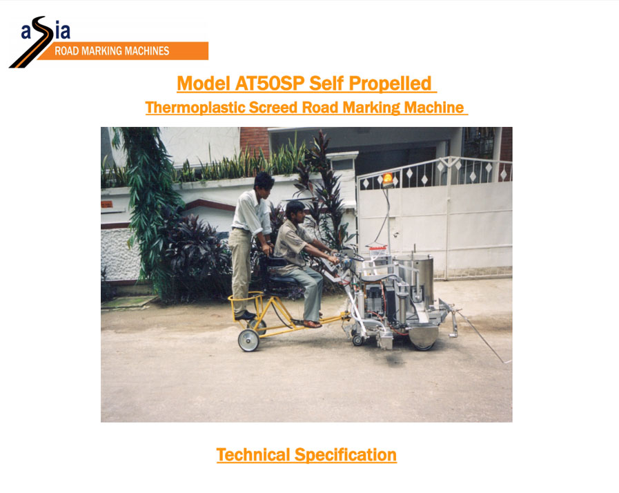 Technical Specification for AT50SP Self Propelled Road Marking Machines
